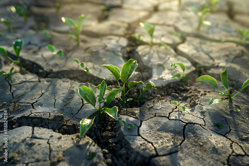 A parched, cracked earth surface illustrating the severe problem of soil drought and environmental impact.