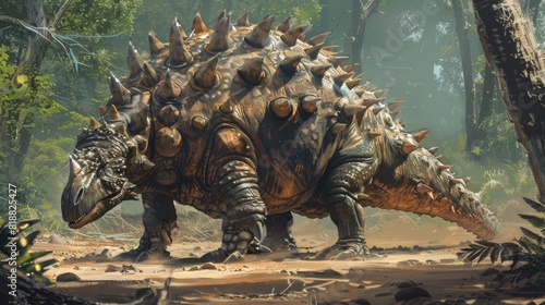 Ankylosaurus with armored plates and club tail  defensive powerhouse