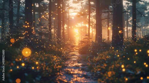 sunlight in the forest Generative AI
