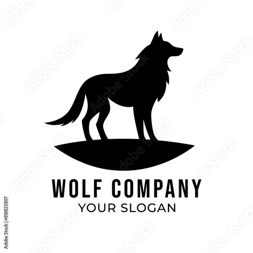 Wolf silhouette logo template isolated on white background