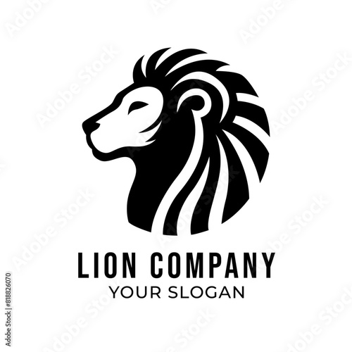 Lion silhouette logo template isolated on white background