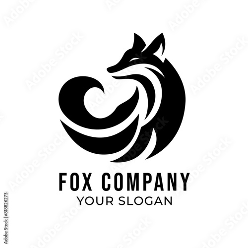 Fox silhouette logo template isolated on white background