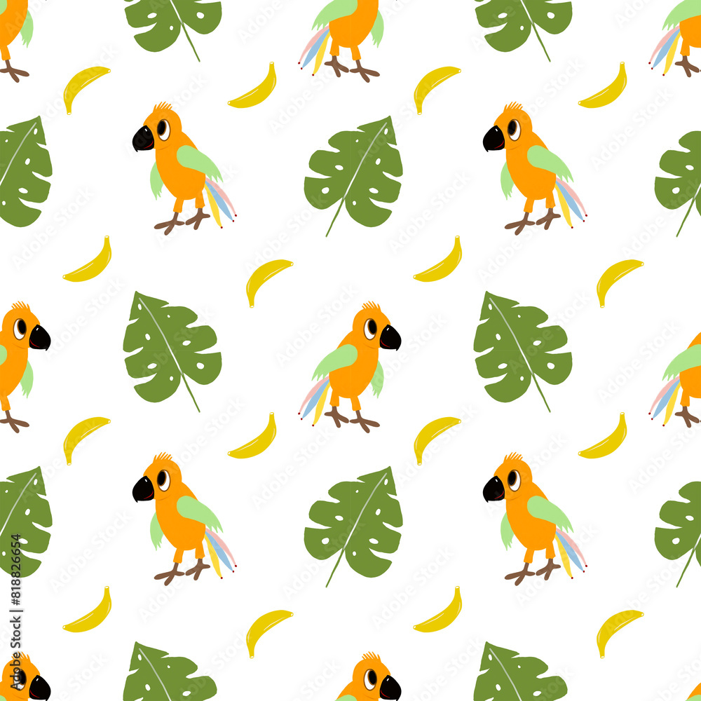 Obraz premium Pattern seamless wtih exotic elements. For children, fabric, wallpaper, for boys and girls. High quality illustration