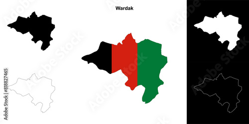 Wardak province outline map set photo