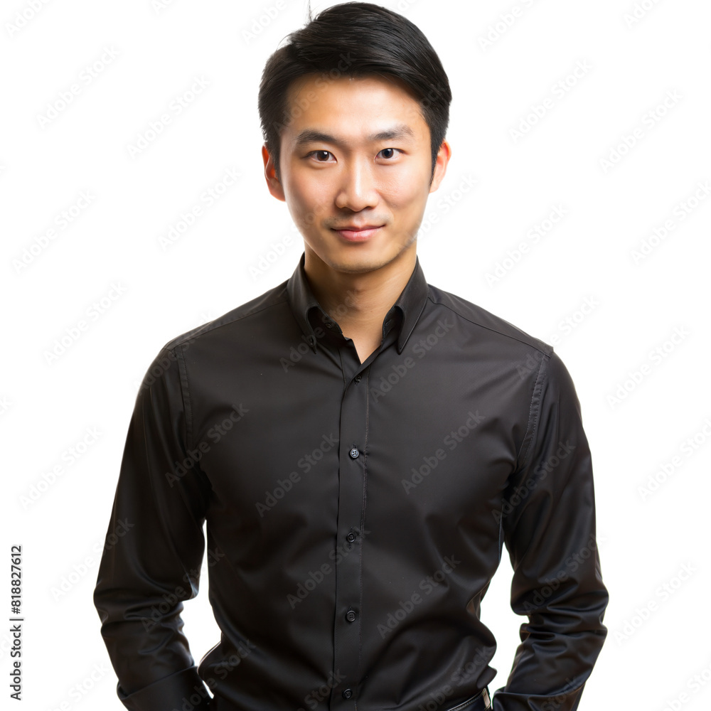 Smiling Young Man in Black Shirt With Transparent Background in Daylight Studio Smiling Young Man in Black Shirt With Transparent Background in Daylight Studio