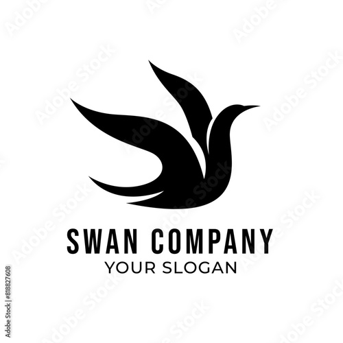 Swan silhouette logo template isolated on white background