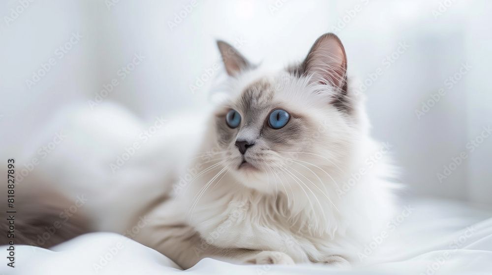 Elegant Ragdoll Cat with Striking Blue Eyes Elegant Ragdoll Cat with Striking Blue Eyes