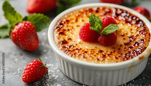  Classic French Crème Brûlée with Fresh Fruit  
