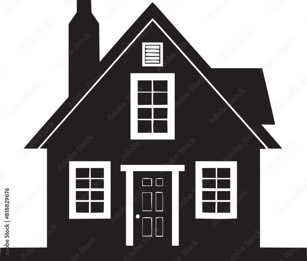 House silhouette. Silhouette of House in black and white colors. Hand Drawn House isolated on white House silhouette. Silhouette of House in black and white colors. Hand Drawn House isolated on white