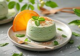 Minimalistic Food Photography: Matcha Green Tea Cake with Fruit  