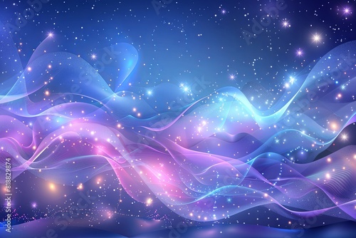 Mesmerizing abstract light waves on a starry sky background