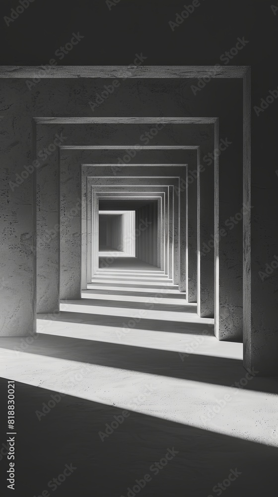 Abstract geometric pattern of concrete square frames in black and white Abstract geometric pattern of concrete square frames in black and white
