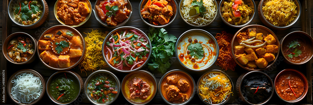 A festive Diwali feast with a beautifully set table and traditional dishes A festive Diwali feast with a beautifully set table and traditional dishes