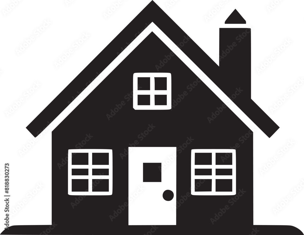 House silhouette. Silhouette of House in black and white colors. Hand Drawn House isolated on white House silhouette. Silhouette of House in black and white colors. Hand Drawn House isolated on white