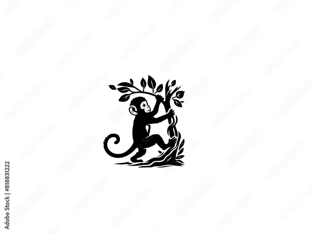 Playful Primate: Monkey Vector Illustration for Jungle Designs and Whimsical Art