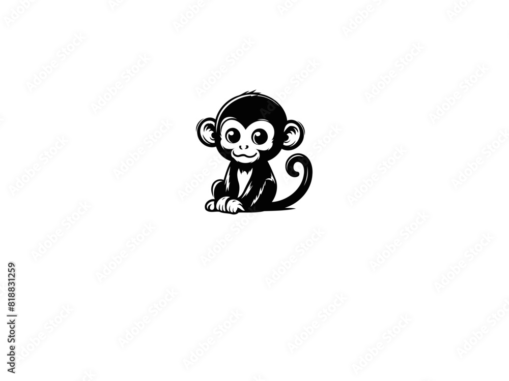 Playful Primate: Monkey Vector Illustration for Jungle Designs and Whimsical Art