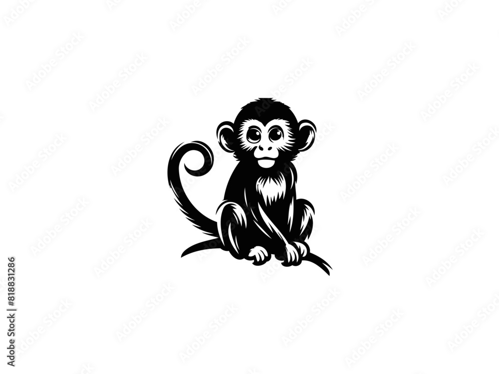 Playful Primate: Monkey Vector Illustration for Jungle Designs and Whimsical Art Playful Primate: Monkey Vector Illustration for Jungle Designs and Whimsical Art