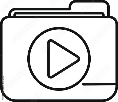 Line art icon of a folder with a play button symbol, representing video or multimedia files