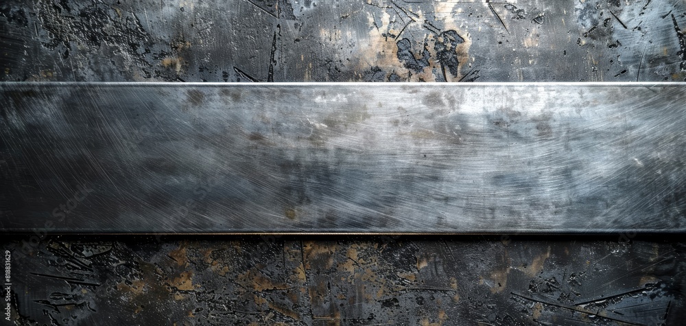 Obraz premium Brushed Aluminum Surface With Textured Background in Gray and Silver on a Dark Afternoon. Generative AI