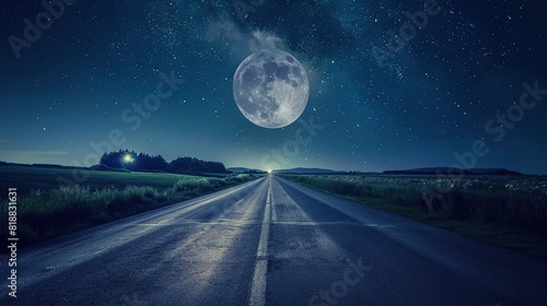 Road In Night With Half Moon © zipop