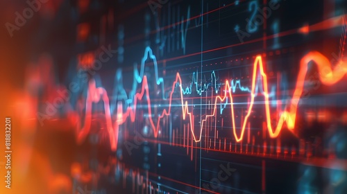 Visualization of stock trends resembling a heartbeat monitor, symbolizing the dynamic pulse of the market, captured with HD precision. © ALLAH KING OF WORLD