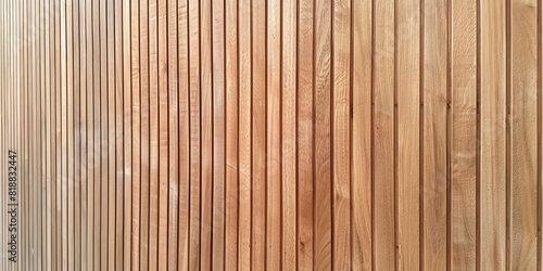 Wooden wall background with vertical slats  texture of natural wood paneling for interior design or backdrop. Wooden paneling wall. 