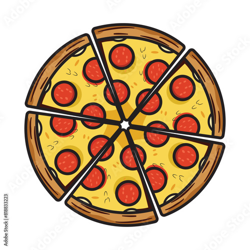 Modern Pizza Icon . Hand Drawn Pizza Vector.Pepperoni pizza banner ads.Italian pizza and ingredients. Italian food menu design template. Pizzeria menu design template.