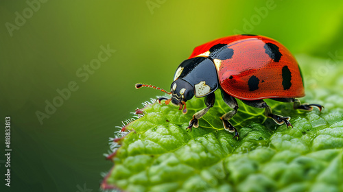 ladybug on green leaf Generative AI  © ukasz