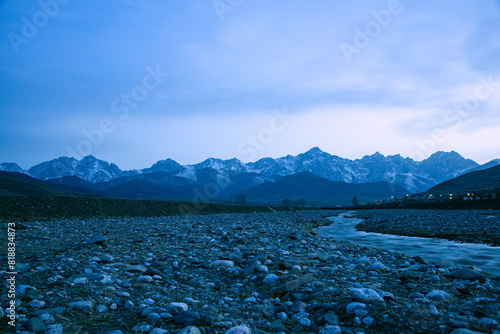 Maya Snow Mountain, Wuwei City, Gansu Province-blue sky against the backdrop of mountains and rivers photo