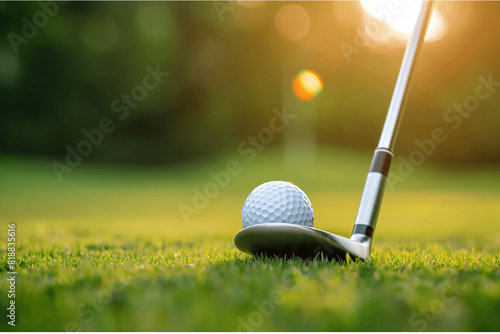 close-up of golf ball and tee on course