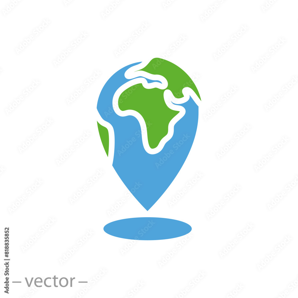 global geo location, world pin on map icon, marker local international, flat symbol on white background - vector illustration global geo location, world pin on map icon, marker local international, flat symbol on white background - vector illustration