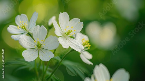 white flowers in the garden with blurry image background