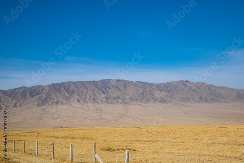 Shandan Military Horse Farm, Zhangye City, Gansu Province-roads and fields under the blue sky photo