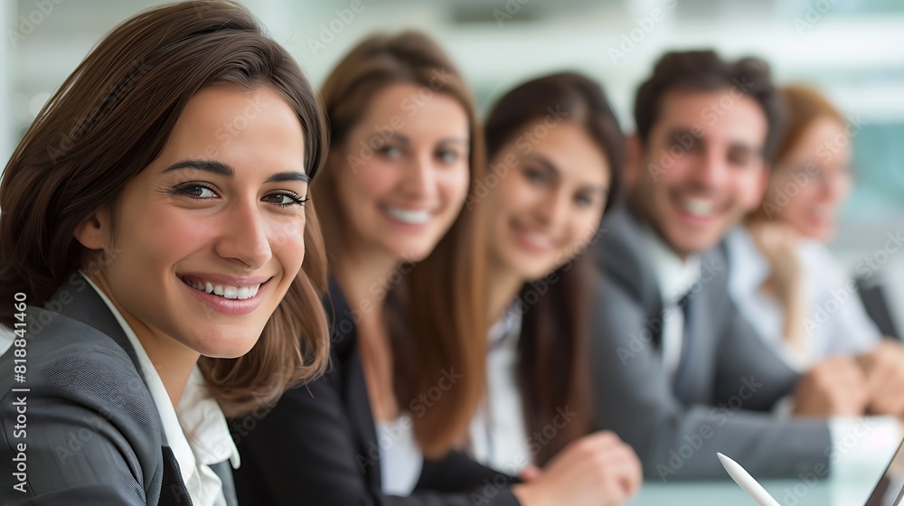 Creative Business Team in Video Conference Smiling and Discussing Ideas on White Background Creative Business Team in Video Conference Smiling and Discussing Ideas on White Background