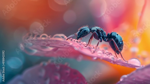 Close-up of an ant on a flower petal