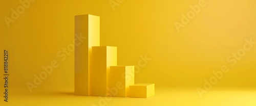 A minimalist side view of a simple bar graph in bold yellow color, offering a clear visualization of data, captured with HD precision.