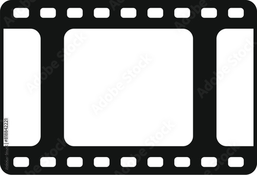 Vintage black and white film strip vector icon for movie and cinema industry with a retro cinematic design and seamless visual arts elements illustration