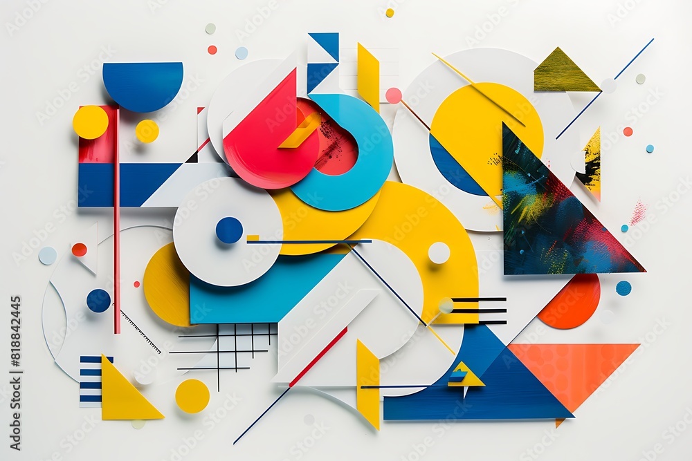 Obraz premium Harmonious Geometry: Abstract Composition of Colorful Shapes on White Background