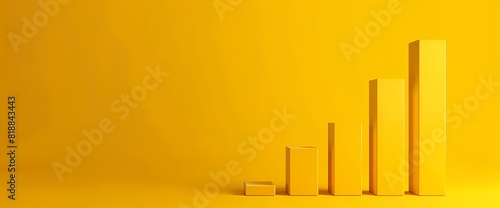 A minimalist side view of a simple bar graph in bright yellow color  showcasing key data points with boldness  captured with HD clarity.