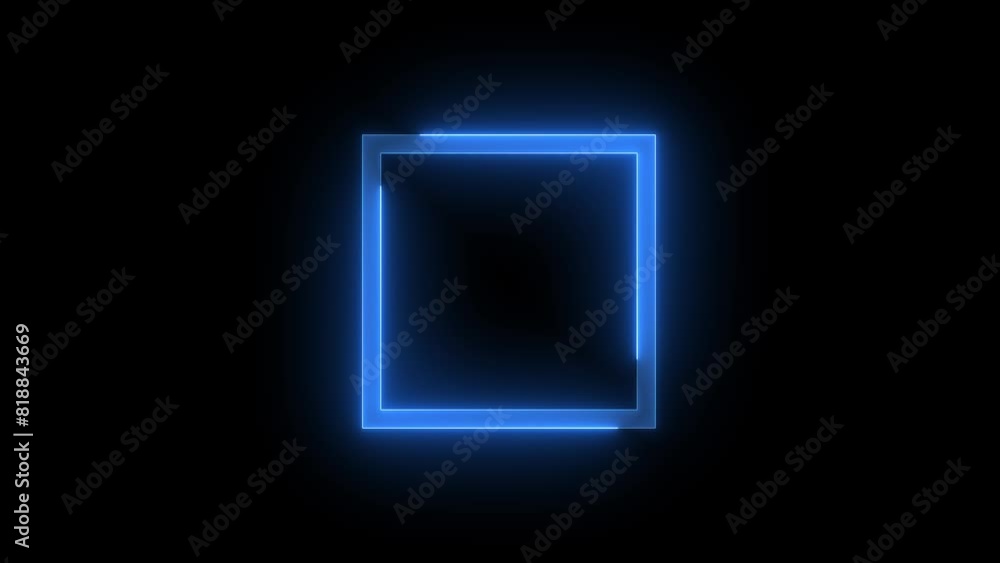 Empty square checkbox icon glowing neon blue color animation Empty square checkbox icon glowing neon blue color animation