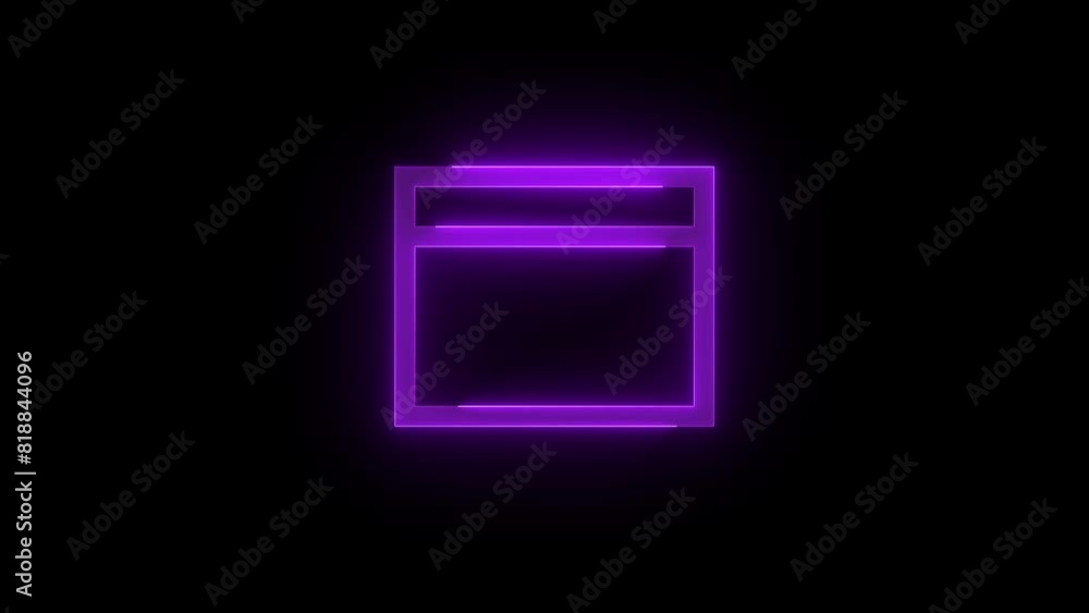 Favicon square icon glowing neon purple color animation Favicon square icon glowing neon purple color animation