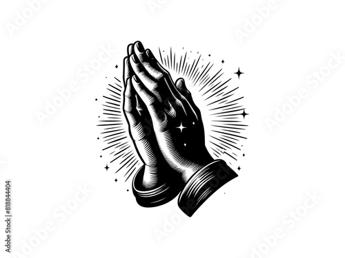 Spiritual Serenity: Praying Hands Vector Illustration for Reverent Designs and Faithful Art