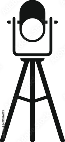 Black surveyor theodolite icon isolated on white background, vector illustration of precision measurement tool used in surveying, engineering, construction, topography, and land mapping