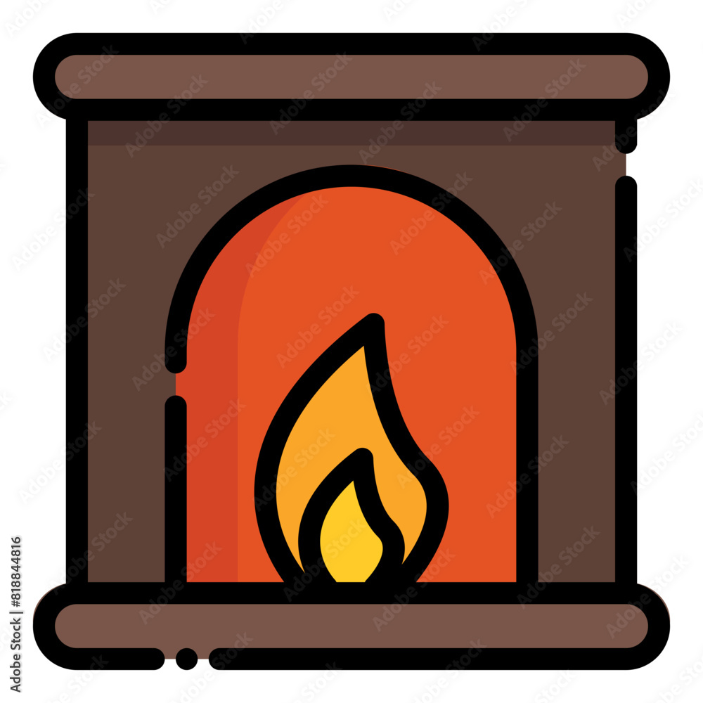 Fire Place Icon in Filled Line Style Fire Place Icon in Filled Line Style