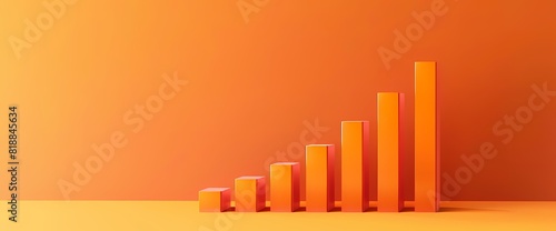 A minimalist side view of a simple bar graph in vibrant orange color  presenting data in a visually appealing manner  captured with HD resolution.