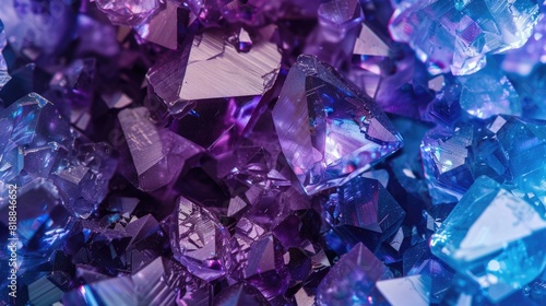 Blue purple crystals background texture