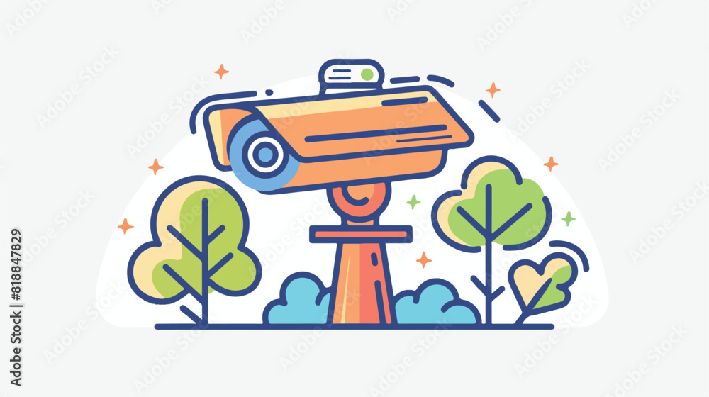 Simple line art icon of security camera for video sur