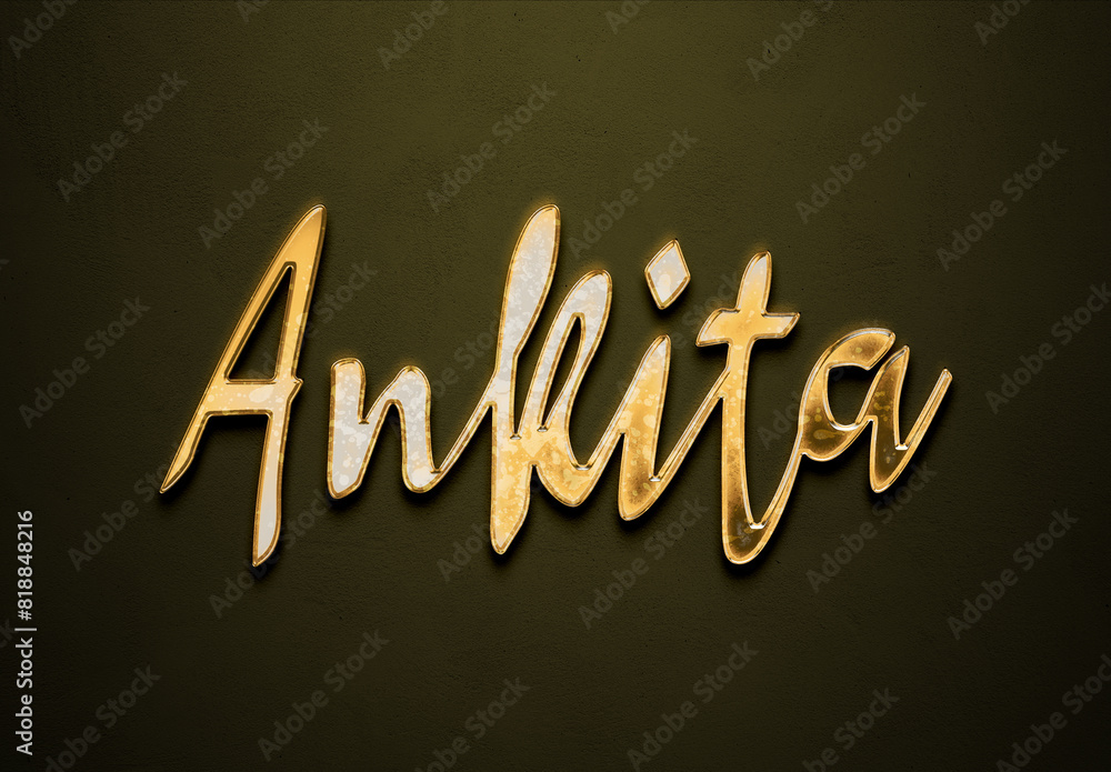 Old gold text effect of Hindi name Ankita with 3D glossy style Mockup Old gold text effect of Hindi name Ankita with 3D glossy style Mockup