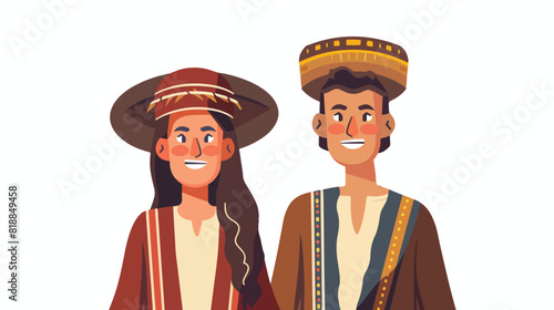 Smiling couple Israel citizen in national costume vec