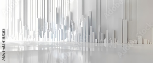 A precise rendering of a sudden spike in stock values  depicted in a simple and clean bar graph against a pure white surface.